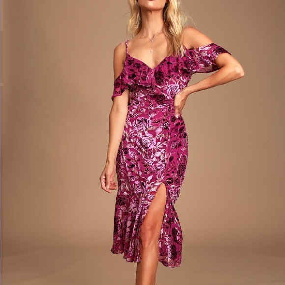 LuLus Burnout Floral Print Midi Dres XS - Picture 4 of 7